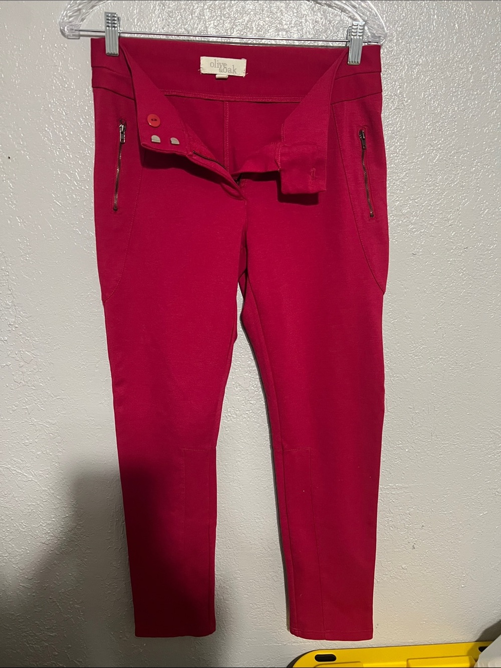 Olive & Oak Hot Pink Ponte Zip Pocket Pants